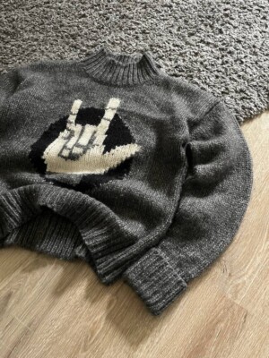 AW19 Neil Barrett Thunderbolt Punk Logo Wool Knit Sweater Size S M 