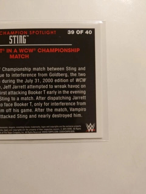 Booker de tarjetas 2015 Topps WWE Heritage exclusivo de Wal-Mart Tribute Sting #39 T Foto 4 de 4