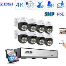 ZOSI 8CH 4K 8CH NVR 5MP PT PoE Security Camera System 2T AI Detect Auto Tracking
