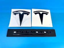 Tesla MODEL Y "Gloss" Black Emblem BUNDLE Front/Rear T Badge  Dual Motor Gloss
