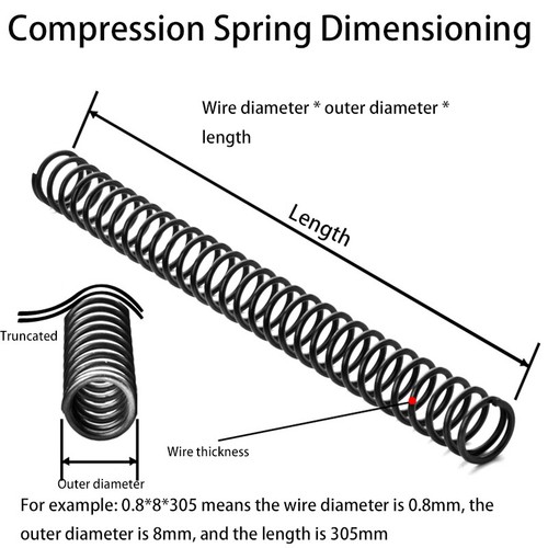 Black Big Compression Springs Spring Steel Ø1.5-6mm Wire,OD8-50mm,Long 110~400mm - Picture 2 of 6