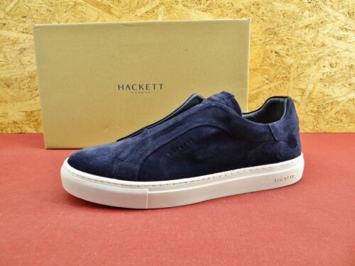 Baskets Hackett London ICON SLIP ON bleu pantoufles cuir chaussures pour hommes taille 42 - Photo 1/17