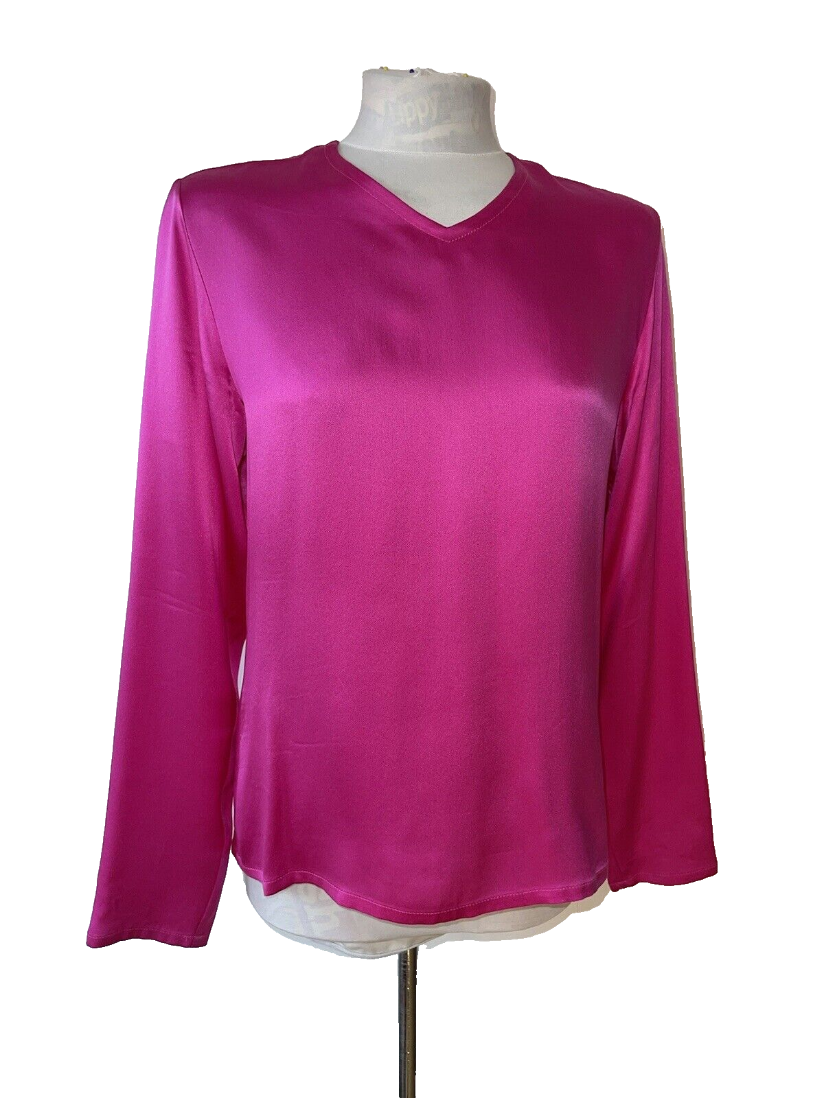 Camicetta vintage Yves Saint Laurent top donna seta media cerasa rosa raso anni 80