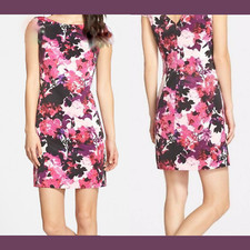 NWT $138 Eliza J Floral Print Faille Sheath Sleeveless Dress [SZ 14 ] #R789