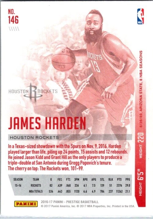 2016-17 Panini Prestige #146 James Harden - Image 2 of 2