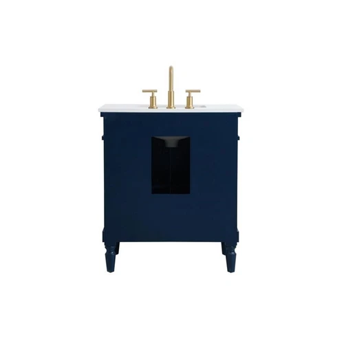 Elegant Decor Lexington 30" Traditional Wood Bathroom Vanity in Blue/Gold - Picture 7 of 16