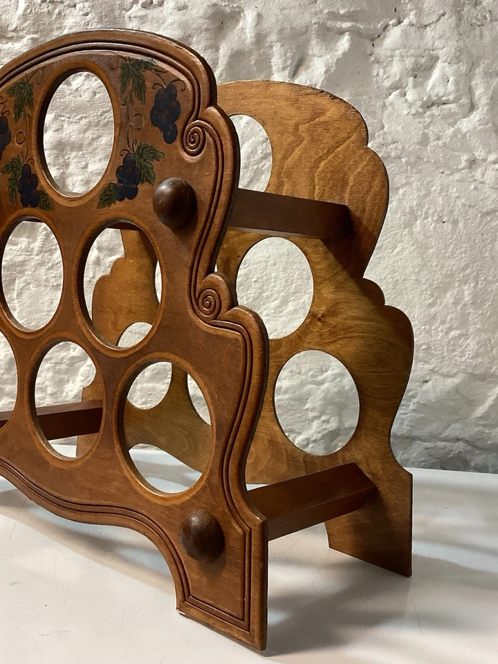 复古手工实木 6 瓶装饰台面酒架展示 — 第 3/4 张图片