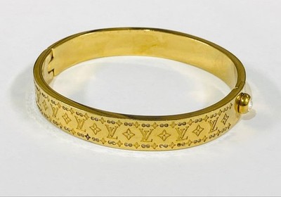 Louis Vuitton Cuff Nanogram Bangle Bracelet M00254 Pink Gold Size