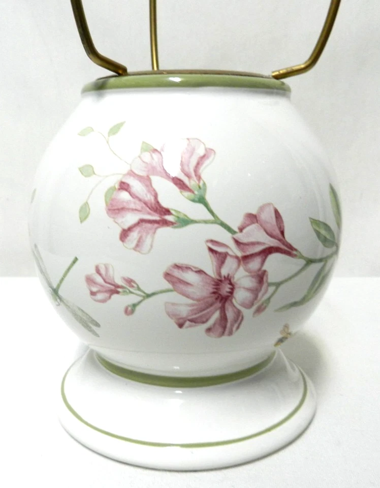 Lenox Butterfly Meadow Ceramic Candle Table Lamp Base Only 9.5 x 4.5 pink green - Image 4 of 4