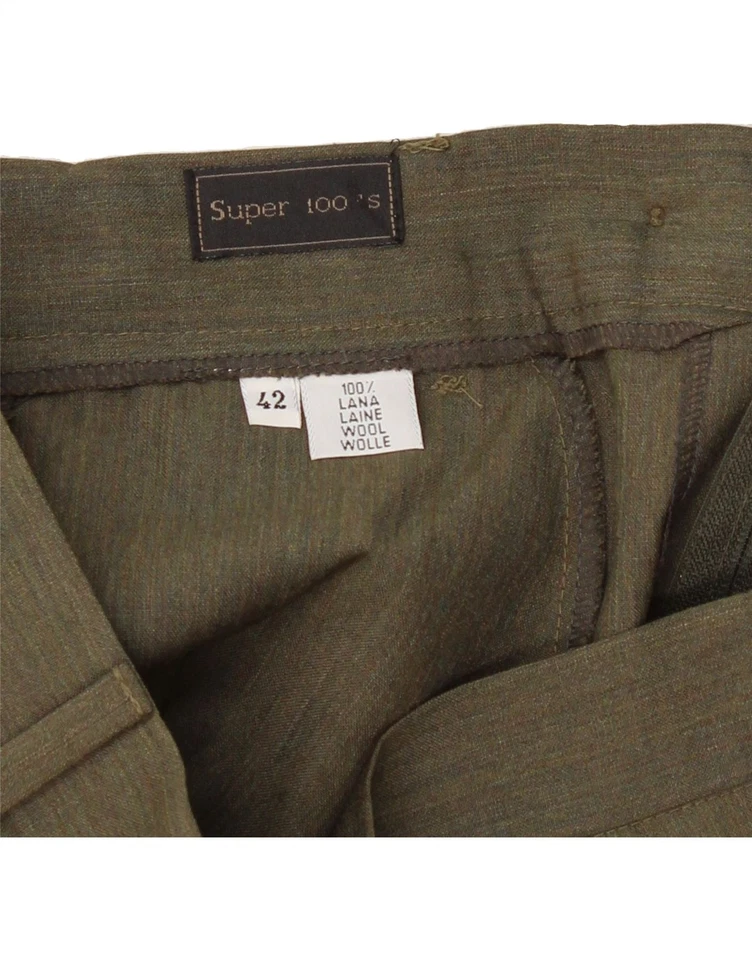 INCOTEX Womens High Waist Tapered Suit Trousers IT 42 Medium W26 L28 Khaki AS12 - Image 3 of 4