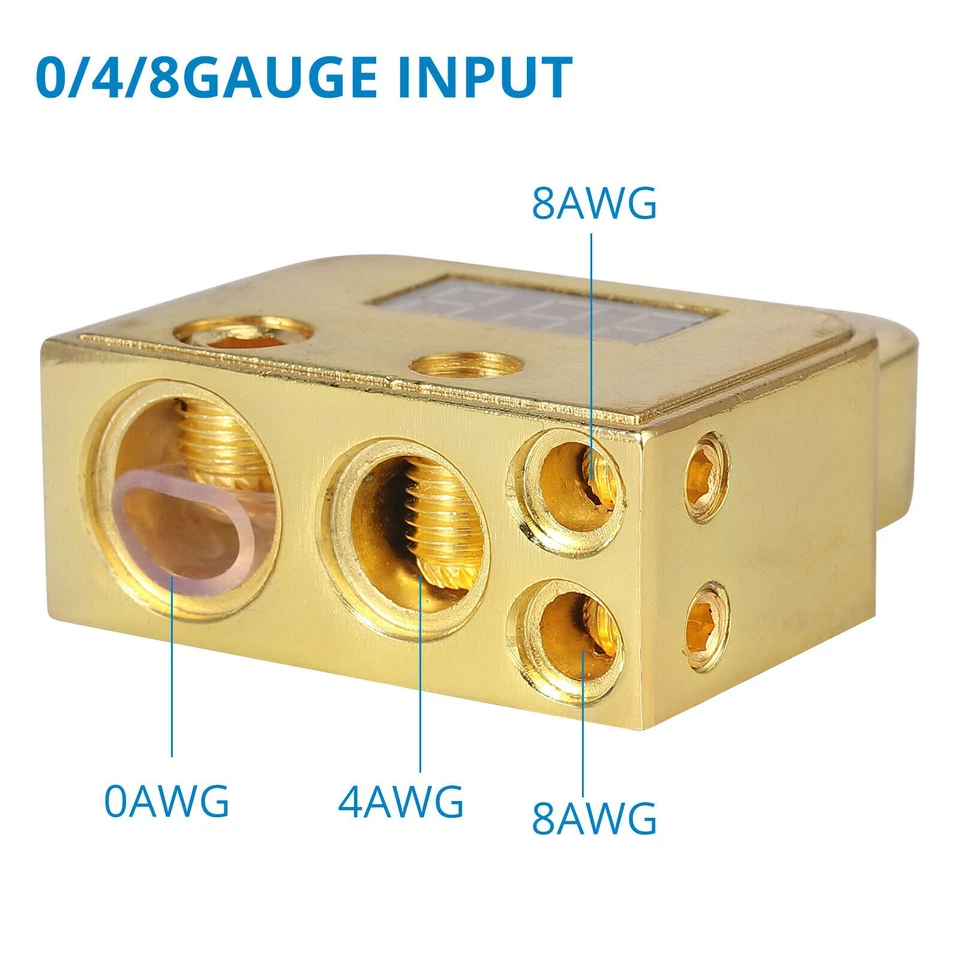2X Digital Car Battery Terminal Connectors 12V Voltmeter 0/4/8 Gauge Power Post - Image 4 of 4