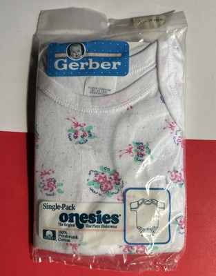 Vintage NEW 1993 Gerber Newborn Onesie XL SEALED 100% Cotton Pre-Shrunk