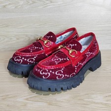 GUCCI Cordovan Horsebit Lux Lug Sole Red Velv...