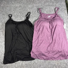 32 Degrees Cool Ladies 2 pack Bra Top Cami Heather Plum and Black Size XL