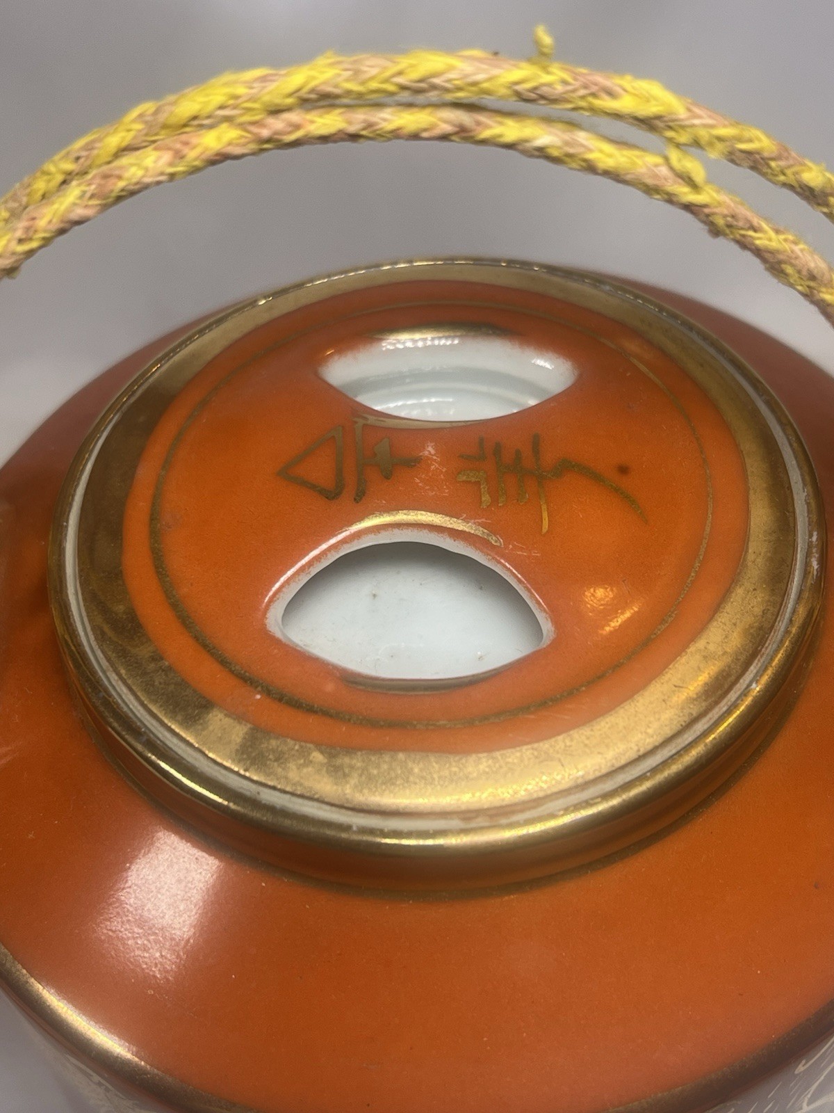 ATQ VTG Chinese Porcelain Jingdezhen Gild Crowned Crane Sand Red Glaze Tea Set