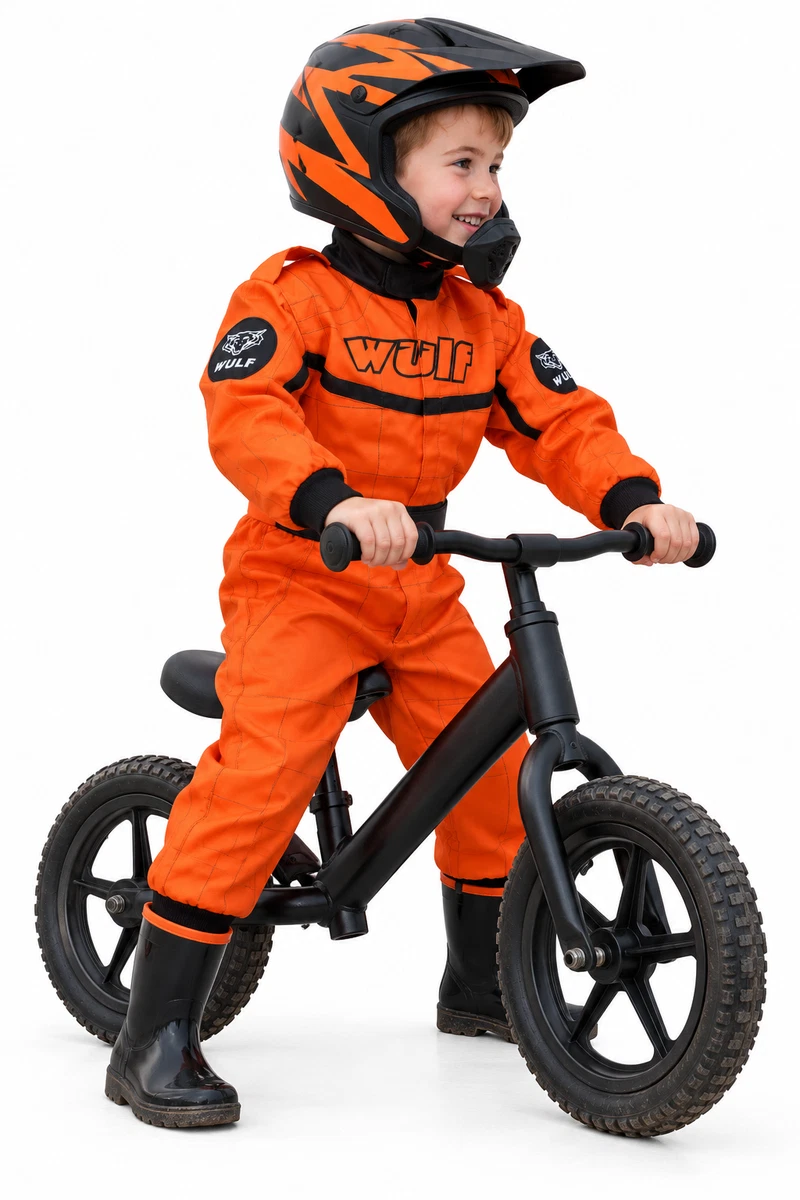 Kids balance bike suit  XXS Age 2-3 orange Wulfsport cycling off road overalls