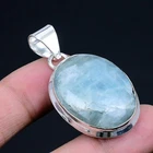 Aquamarine Gemstone 925 Sterling Silver Jewelry Pendant 1.78" e218