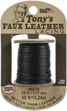Pepperell Crafts Tony's Faux Leather Lacing 1/8"X50ft-Black - FLRPL-01
