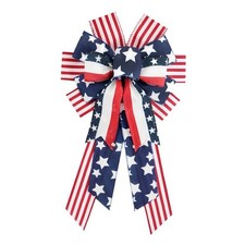 4th of July Decorations Patriotic Wreath Bow Red White Blue I-burlap-flag