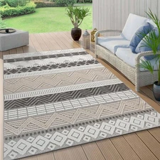 Rugshop Outdoor Rugs Marbella Contemporary Boho Indoor Outdoor Carpet Gray Rugs