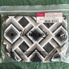 Thirty One Mini Zipper Pouches, 2 New, 7-3/4”x5-3/4” Dotty Weave & Deco Diamond