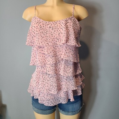 Candie's Vtg Y2K Top Fairy Coquette Pink Tiered 90s Size Large Flowy Ethereal