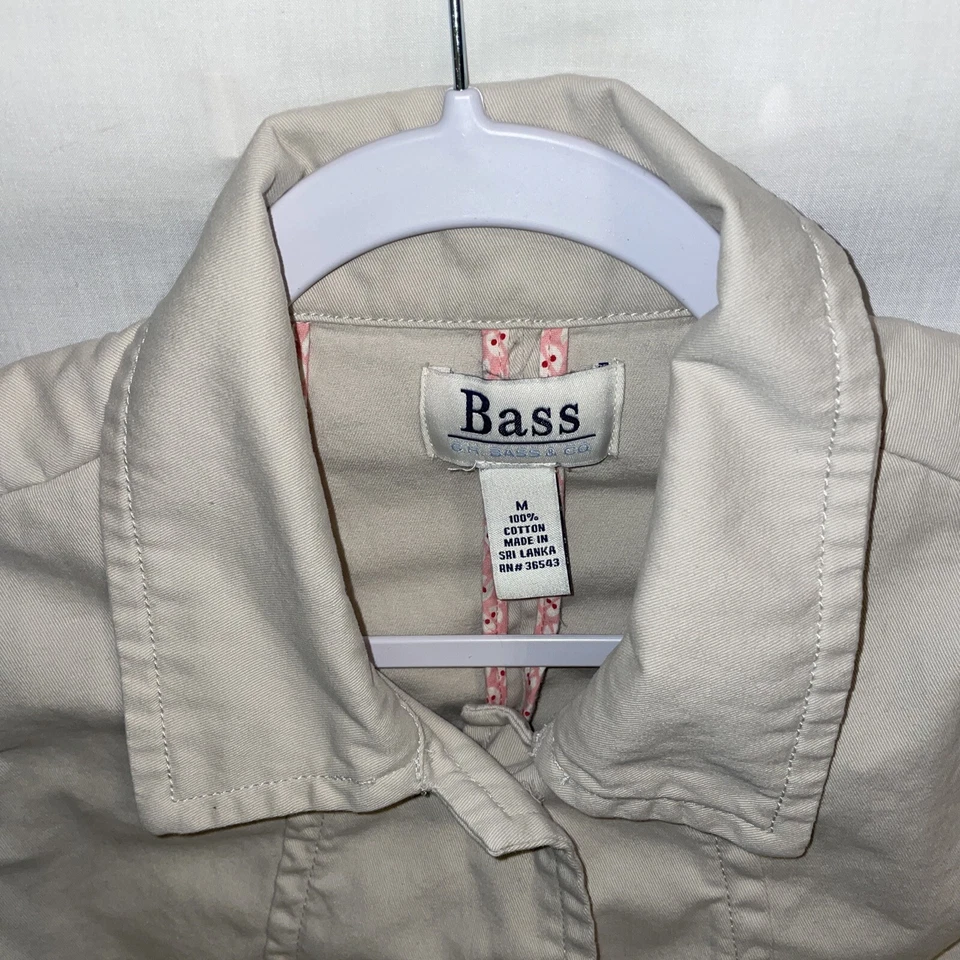 Bass Casual Jacket Womens Size Medium Beige Button Up 3/4 Sleeve - Image 3 of 4