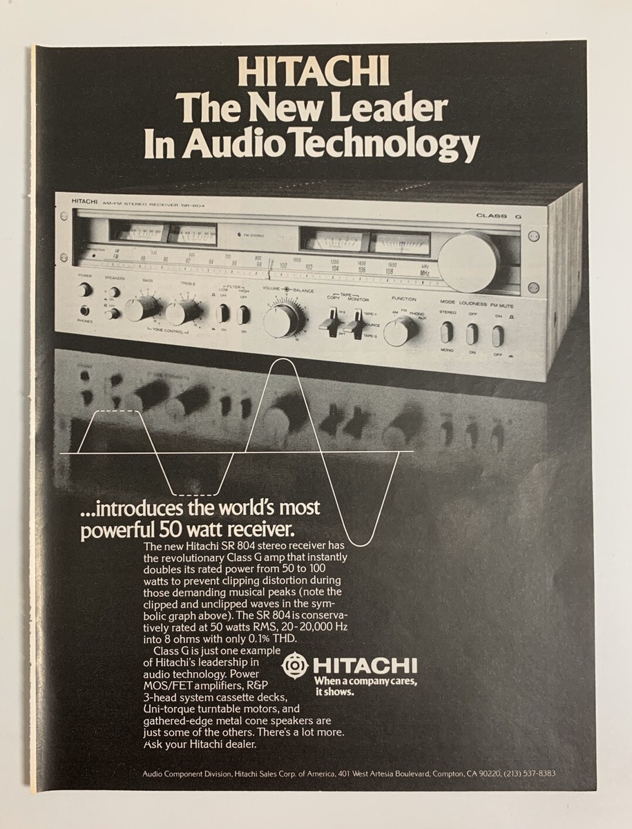 1978 Hitachi SR 804 Stereo Receiver Print Ad Original Vintage 50