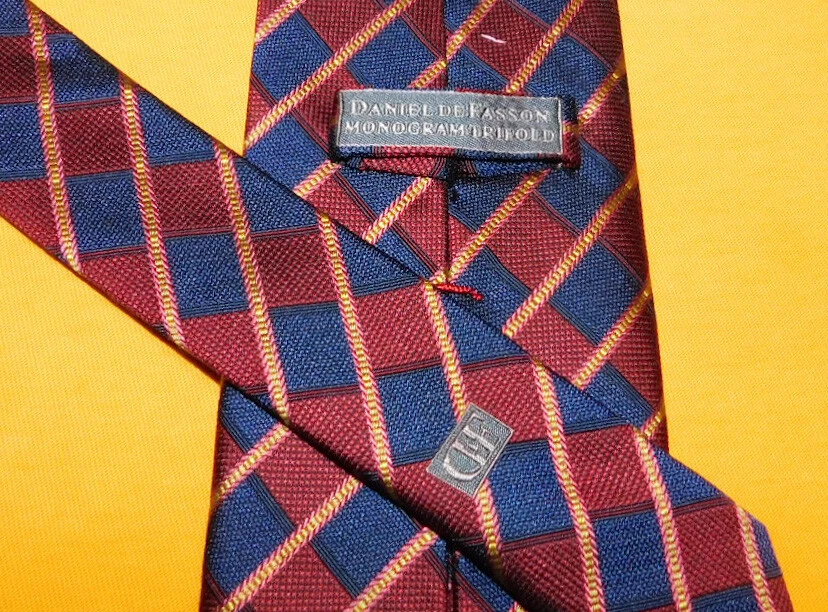 DANIEL DE FASSON MONOGRAM TRIFOLD MULTI COLOR GEOMETRIC TIE - DESIGNER TIES - Image 3 of 4