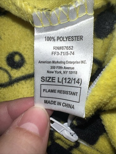 Pokemon Pikachu Jumpsuit Pajamas One Piece Fleece Full Zip Hooded Boys Lg 12-14 - Picture 8 of 8