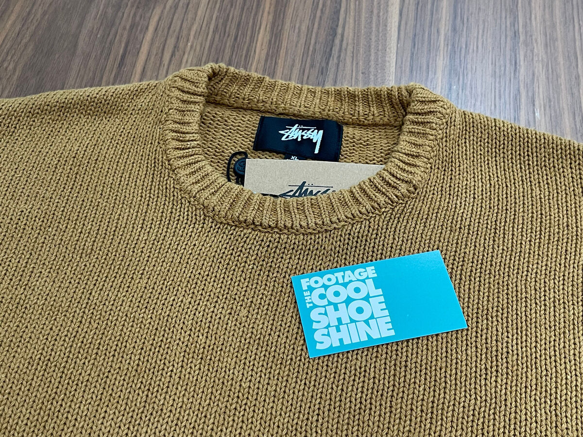 STUSSY SURFMAN ICON COTTON LINEN CREWNECK WOVEN KNIT SWEATER STUSSY SURFMAN ICON COTTON LINEN CREWNECK WOVEN KNIT SWEATER