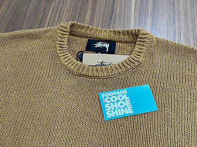 STUSSY SURFMAN ICON COTTON LINEN CREWNECK WOVEN KNIT SWEATER STUSSY SURFMAN ICON COTTON LINEN CREWNECK WOVEN KNIT SWEATER