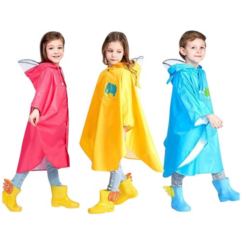 Toddler Children Kids Boys Girls Rain Wear 3D Cartoon Raincoat Jacket Ponchos - Afbeelding 1 van 18
