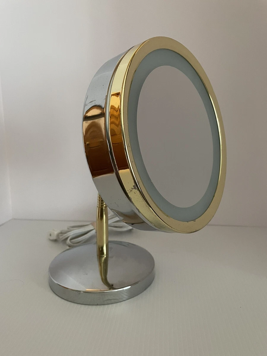 Jerdon Polished Brass Chrome Make Up Mirror Surrounding Light