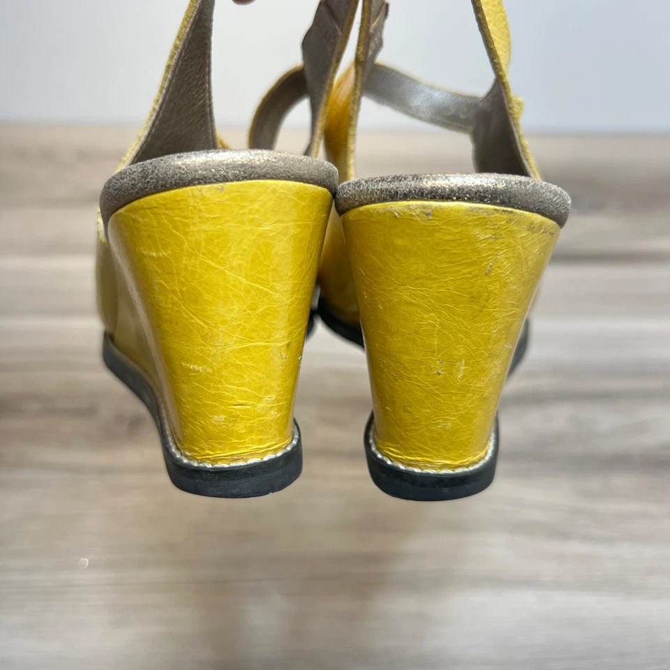 Zapatos Arche Mujer Cuero 37 Sandalias Amarillas Sin Cordones Correa al Tobillo Tacón de Cuña 6 Foto 4 de 4