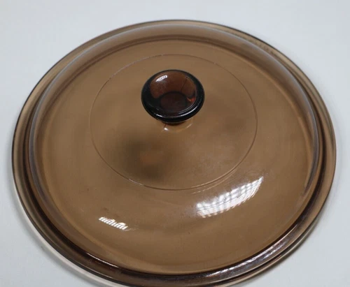 Vtg Pyrex Lid V-1.5-C Vision Corning Ware Amber Brown Glass 7-1/4" Lid