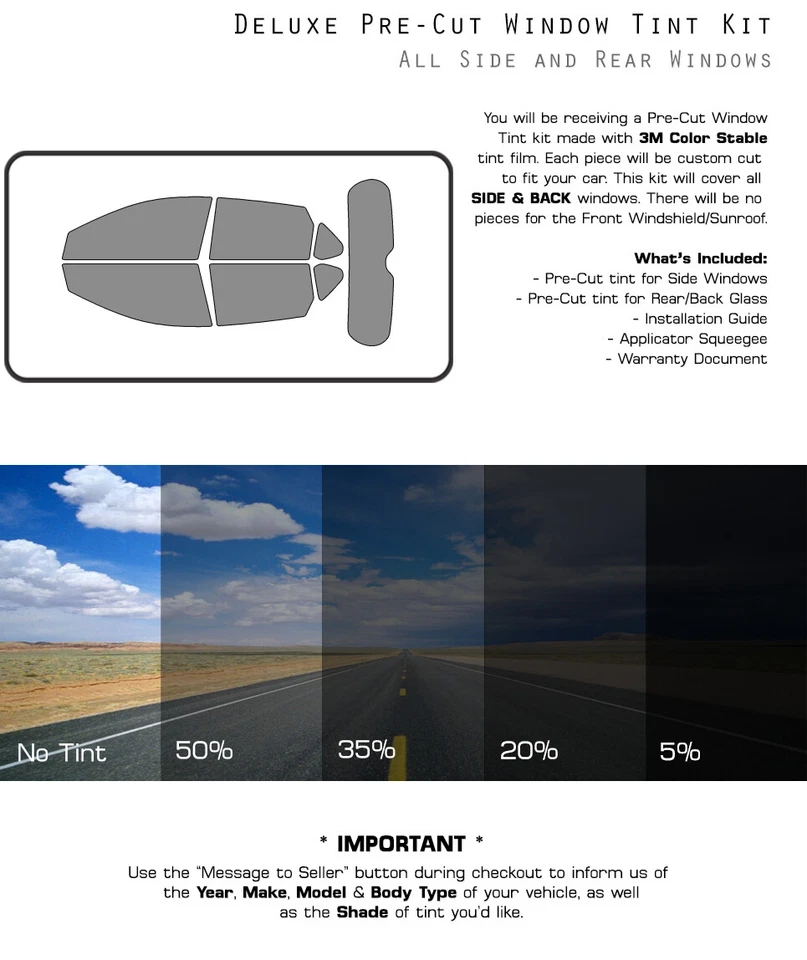 3M COLOR STABLE PreCut Window Tint Glass Film for Scion iM 2016 - Image 3 of 4