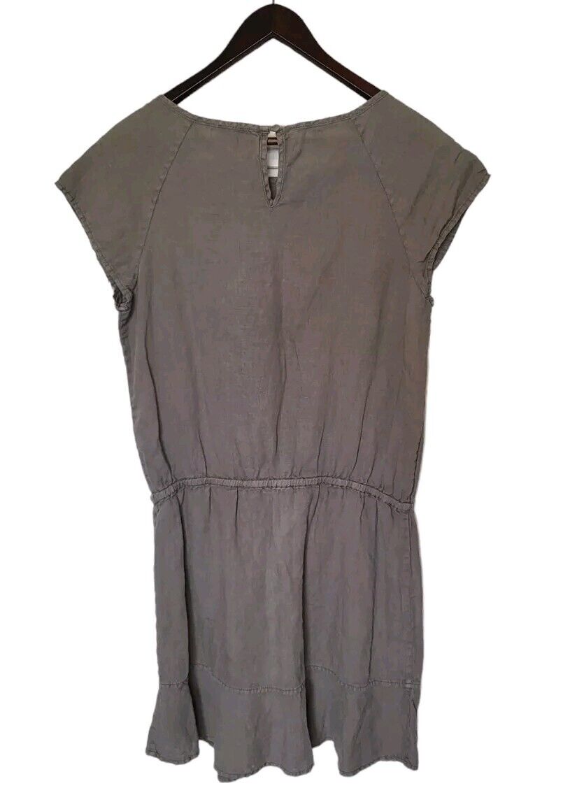 Joie 100% Linen Green Ruffle Hem Mini Dress Size … - image 3