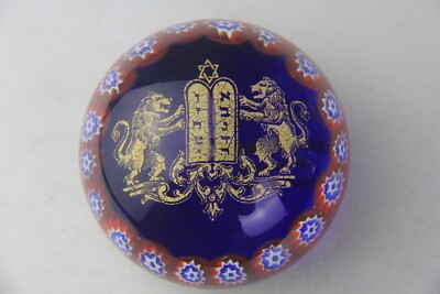Vintage La Fenice Murano Millefiori Glass Ten Commandment Paperweight