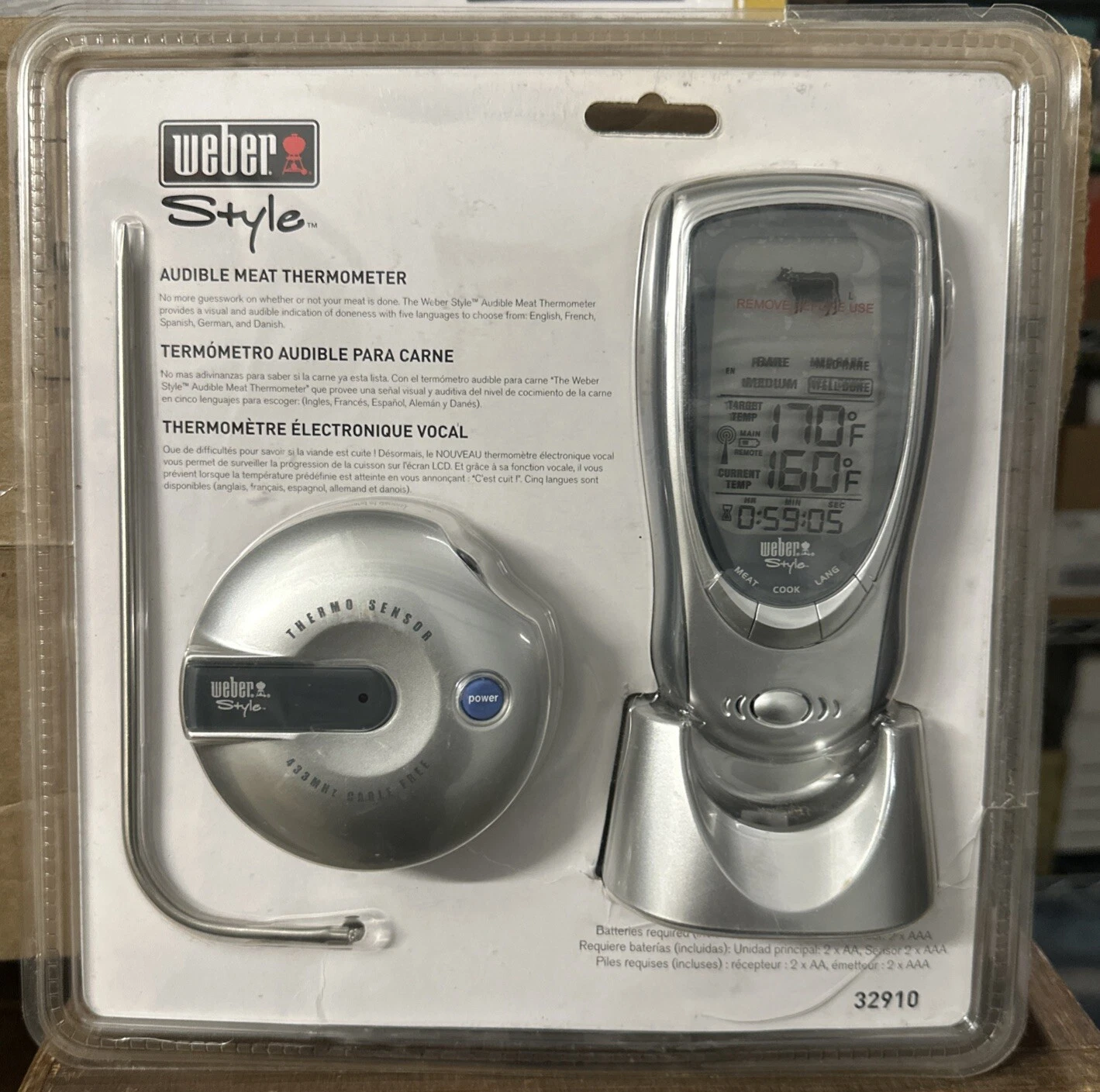 Weber Style Audible Meat Thermometer- 32910- NEW