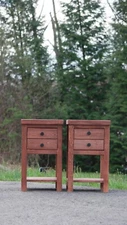 Slim Rustic Nightstand With 2 Drawers & Shelf   Set of 2     Single 