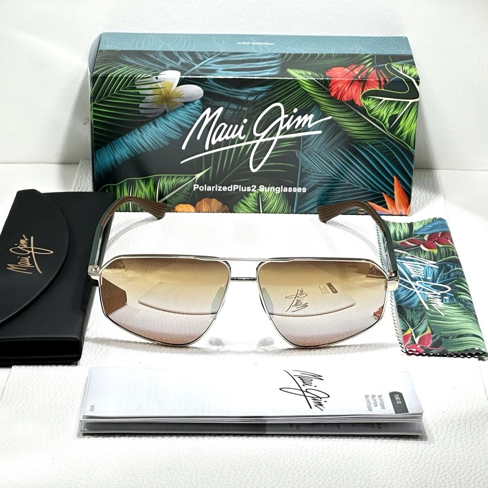 Gafas de sol Maui Jim KEAWAWA Aviator 620-16 doble espejo dorado/plateado verde Foto 2 de 4