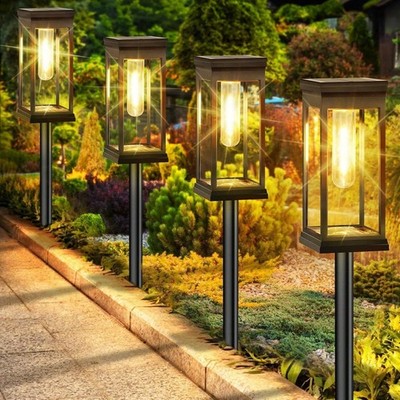 8 Pack Solar Tungsten Lawn Lights Retro LED Waterproof For Garden Patio Landscap