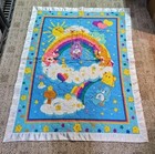 Handmade Care Bears Bably Quilt 45"×37" Satin Trim Colorful & Cute!