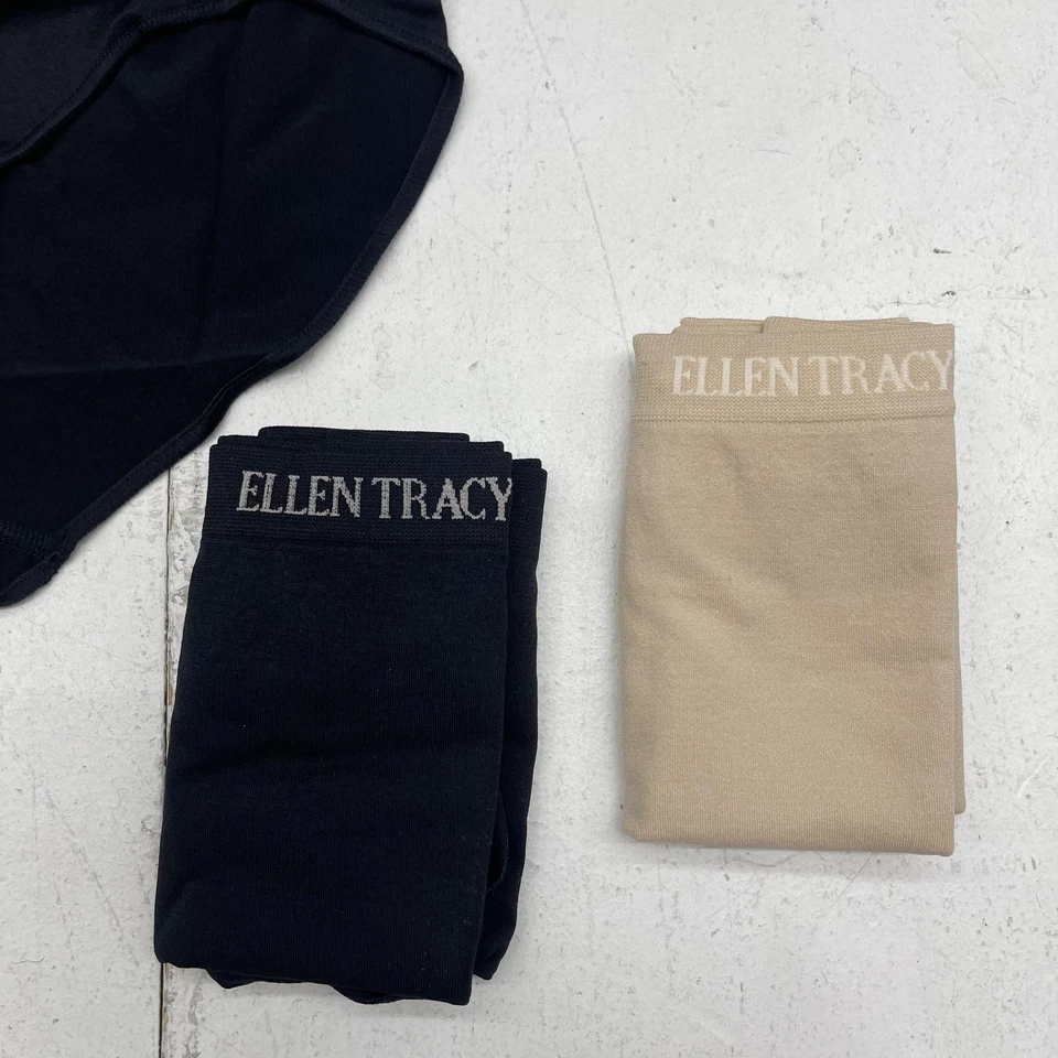 Paquete de 3 calzoncillos completos sin costuras Ellen Tracy para mujer grandes negros arena beige Foto 2 de 4