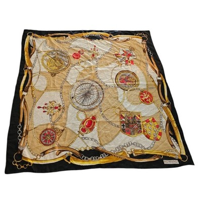 Vintage Royal Nautical Theme w/Chains Compass Map Large Scarf by Romano Italy