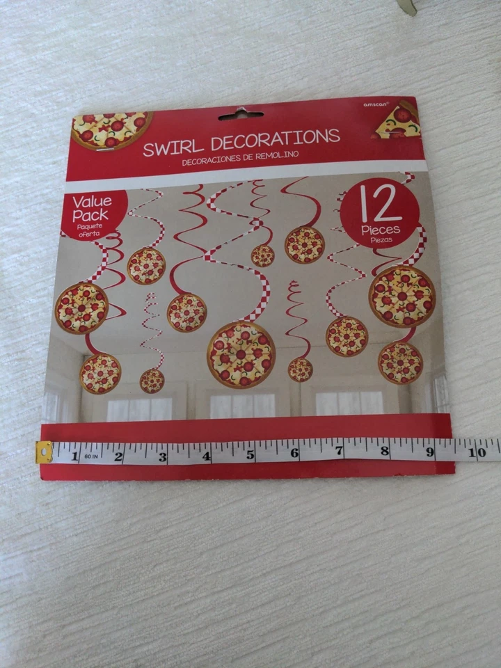 Pizza Party Swirl Hanging Decorations 12 Pieces New In Package By Amscan - Image 2 of 4