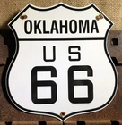 VINTAGE STATE OF OKLAHOMA U.S. ROUTE 66 PORCELAIN 13” ROAD HIGHWAY SIGN