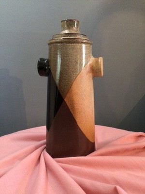 MCM Fire Hydrant Vase Pottery Craft by Robert Maxwell Geometric Glaze Circa 1960