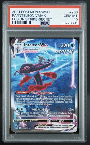 Inteleon VMAX (Alternate Art Secret) 266/264: Fusion Strike Holo. PSA 10!